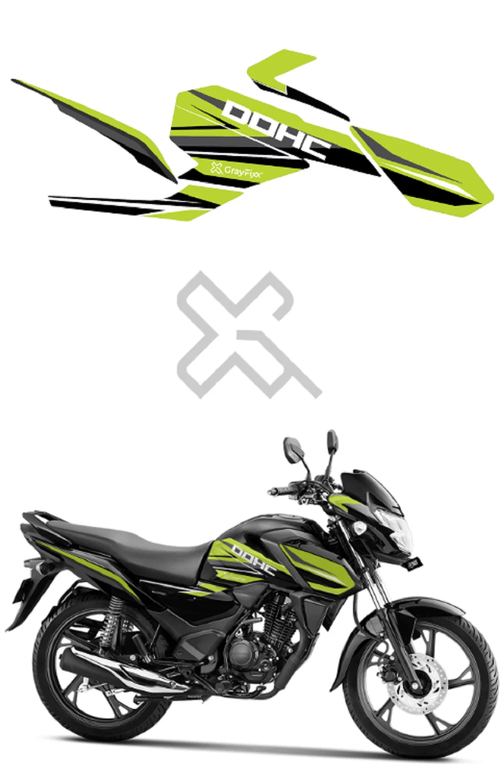 DOHC Edition Half Body Sticker Compatible with Shine SP 125 | Made In Premium Gloss Vinyl With FPF(Fade Protection Film), Water Proof, Precut Sticker, Pack Of 1 Compatible with Both Side